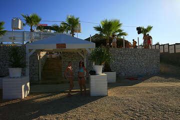 Pláž Zrče, Novalja, ostrov Pag, Chorvatsko, klub Papaya