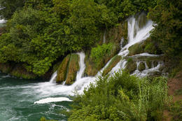 Skradinské vodopády, národní park Krka, Chorvatsko