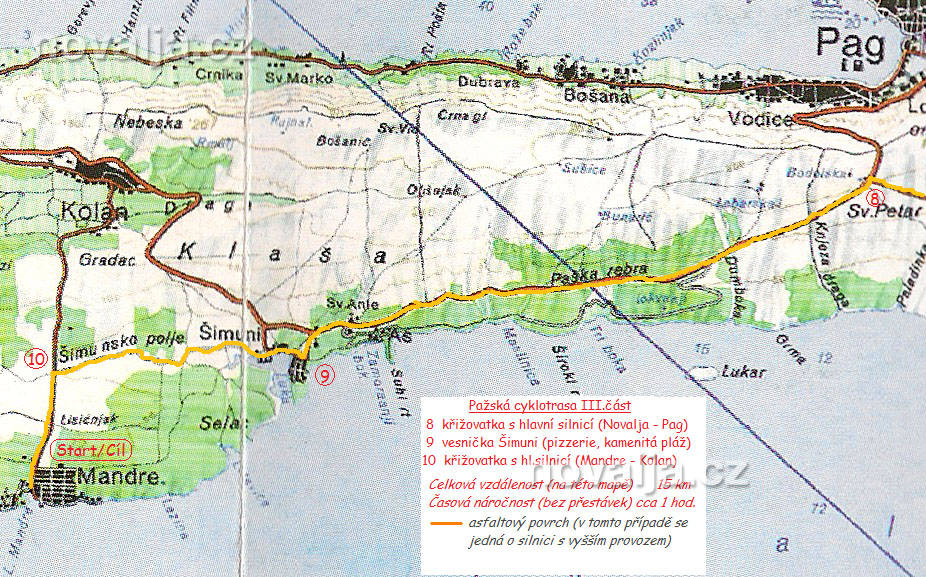 Pažská cyklotrasa III. ostrov Pag