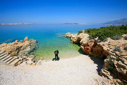 Chorvatsko, pláž Jadra, ostrov Pag