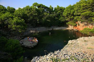 Slané jezero Mrtvo more, ostrov Lokrum, Chorvatsko