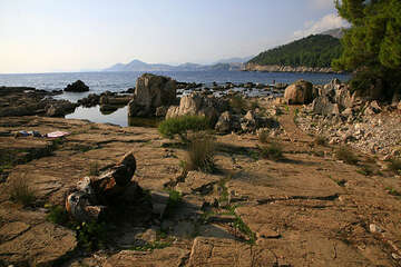 Kamenitá pláž, ostrov Lokrum, Chorvatsko