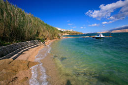 Penzion Moře - písčitooblázková pláž 100 m od domu, město Pag, ostrov Pag, Chorvatsko