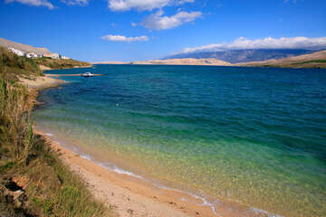 Penzion Moře - písčitooblázková pláž 100 m od domu, město Pag, ostrov Pag, Chorvatsko