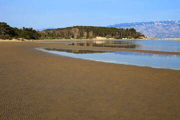 Rajska plaža, Lopar, ostrov Rab, Chorvatsko