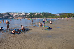 Rajska plaža, Lopar, ostrov Rab, Chorvatsko