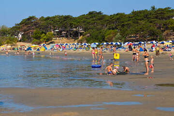 Rajska plaža, Lopar, ostrov Rab, Chorvatsko
