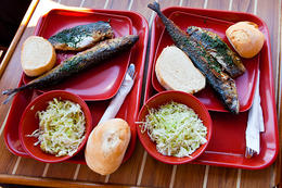 Fishpiknik na lodním výletu - ryba a salát