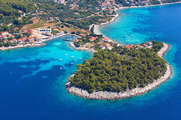 Apartmány Ankica - letecký pohled, Prižba, ostrov Korčula, Chorvatsko