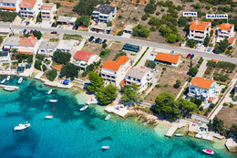 Apartmány Blaženka - letecký pohled, Stará Novalja, ostrov Pag, Chorvatsko