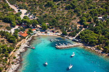 Apartmány Čigrada - pláž Čigrađa 470 m od domu - letecký pohled, Murter, ostrov Murter, Chorvatsko