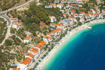 Apartmány Tonka - letecký pohled, Podgora-Čaklje, Chorvatsko