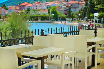 Apartmány Dalmacija - restaurace v hlavní budově, Preko, ostrov Ugljan, Chorvatsko