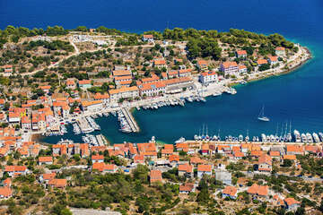 Sali - letecký pohled, ostrov Dugi Otok, Chorvatsko