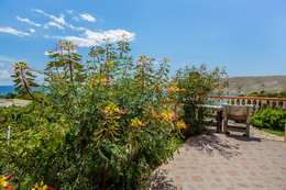 Apartmány Tomislav - druhý gril a venkovní sprcha vedle terasy apartmánu A2, Vlašiči, ostrov Pag, Chorvatsko