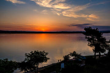 Apartmány Lejla - pohled na západ slunce z terasy apartmánu A2, Tkon, ostrov Pašman, Chorvatsko