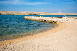 Dinjiška - pláže, ostrov Pag, Chorvatsko