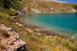 Pag - Sv. Marko - pláže pod domem Vilc, ostrov Pag, Chorvatsko