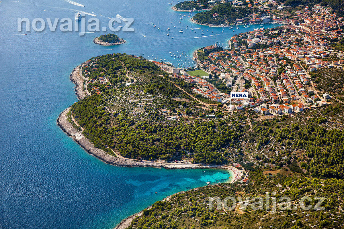 Letecké fotky města Hvar, ostrov Hvar