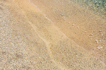 Prižba - písčitooblázková pláž Vela plaža na poloostrově Ratac, ostrov Korčula, Chorvatsko