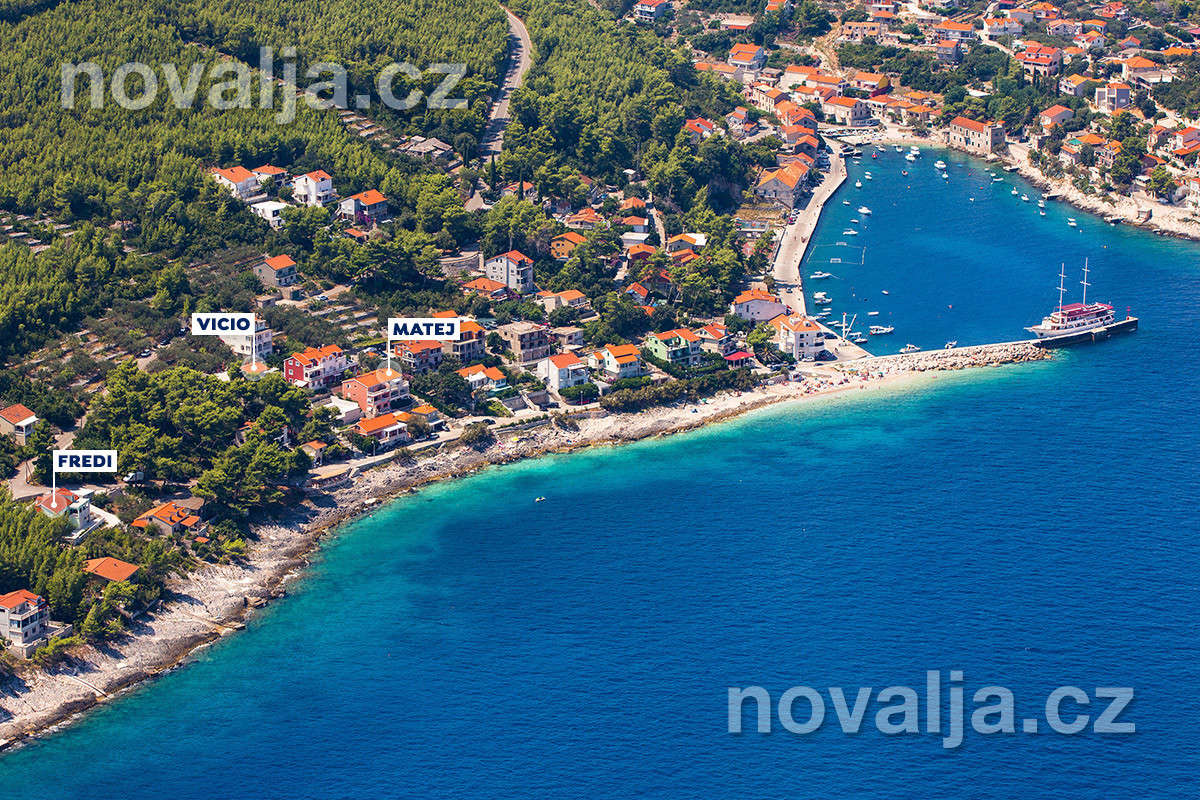 Letecké fotky Prigradica, ostrov Korčula