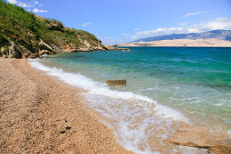 Pag - Vodice - písčitooblázková pláž, kde budete mít soukromí, ostrov Pag, Chorvatsko