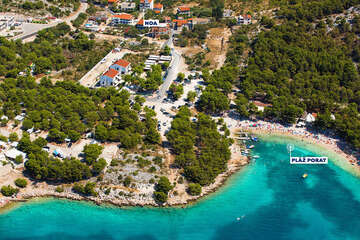 Drage - letecký pohled, Zadarská riviéra, Chorvatsko