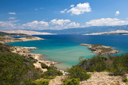 Lopar - FKK písečná pláž Stolac, ostrov Rab, Chorvatsko