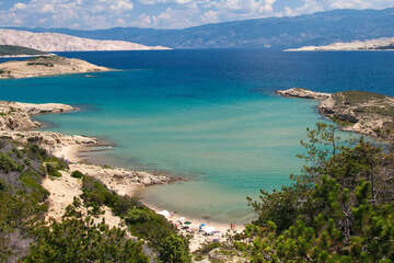Lopar - FKK písečná pláž Stolac, ostrov Rab, Chorvatsko