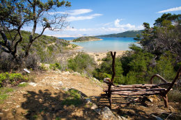 Lopar - písečná pláž Sturić, ostrov Rab, Chorvatsko