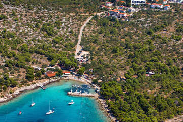 Murter - letecký pohled, ostrov Murter, Chorvatsko