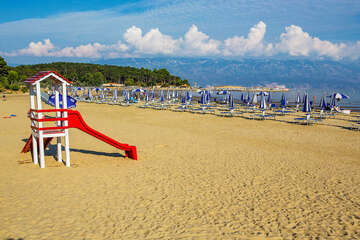 Rajska plaža, Lopar, ostrov Rab, Chorvatsko