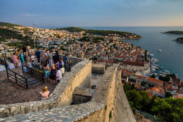 Hvar - pohled na město z pevnosti Španjol, ostrov Hvar, Chorvatsko