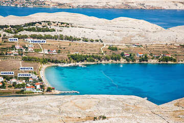 Apartmány Ankora - letecký pohled, Vlašiči, ostrov Pag, Chorvatsko