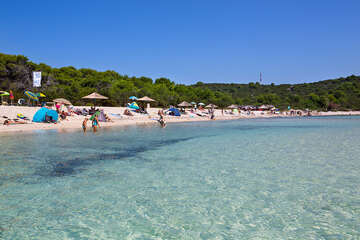 Písečná pláž Sakarun, ostrov Dugi Otok, Chorvatsko