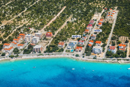 Apartmány Maša-II - letecký pohled, Mandre, ostrov Pag, Chorvatsko