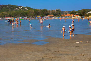 Rajska plaža, Lopar, ostrov Rab, Chorvatsko