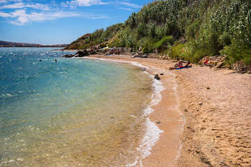Penzion Moře - písčitooblázková pláž 100 m od domu, město Pag, ostrov Pag, Chorvatsko
