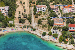 Apartmány Silvano - letecký pohled, Mandre, ostrov Pag, Chorvatsko