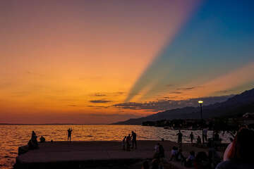 Pláže Starigrad - západ slunce, Zadarská riviéra, Chorvatsko