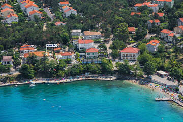 Pláže Šilo - letecký pohled, ostrov Krk, Chorvatsko