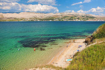 Apartmány Neda - písčitooblázková pláž 120 m od domu, Pag-Vodice, ostrov Pag, Chorvatsko