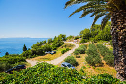 Apartmány Agava - výhled na moře z terasy apartmánu A1, jižní zátoky, ostrov Hvar, Chorvatsko