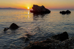 Živogošće - Mala Duba - západ slunce, Makarská riviéra, Chorvatsko