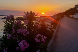 Mandre - promenáda podél pláže, ostrov Pag, Chorvatsko