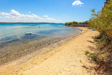 Mobilhome Klanac - písečná pláž Klanac 150 m od domku, Tkon, ostrov Pašman, Chorvatsko