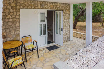 S4 - apartmány Luna I - terasa před studiem, Živogošće - Mala Duba, Makarská riviéra, Chorvatsko