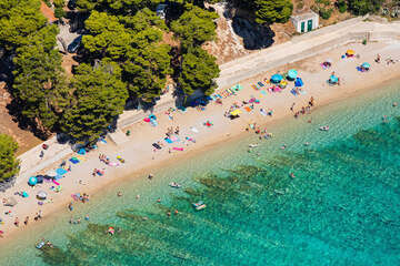 Orebič -  letecký pohled, poloostrov Pelješac, Chorvatsko