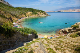 Pag-Bošana - pláže, ostrov Pag, Chorvatsko