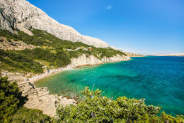 Pag-Bošana - pláže, ostrov Pag, Chorvatsko